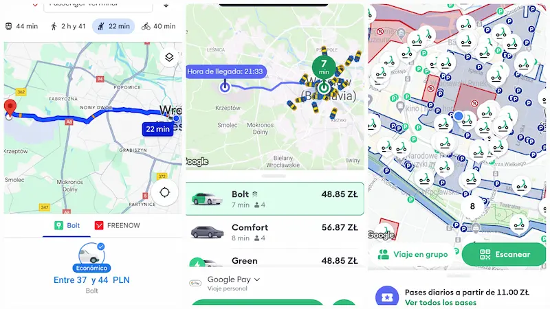 La APP Bolt es muy intuitiva, Cómo ir del aeropuerto de Wroclaw al centro