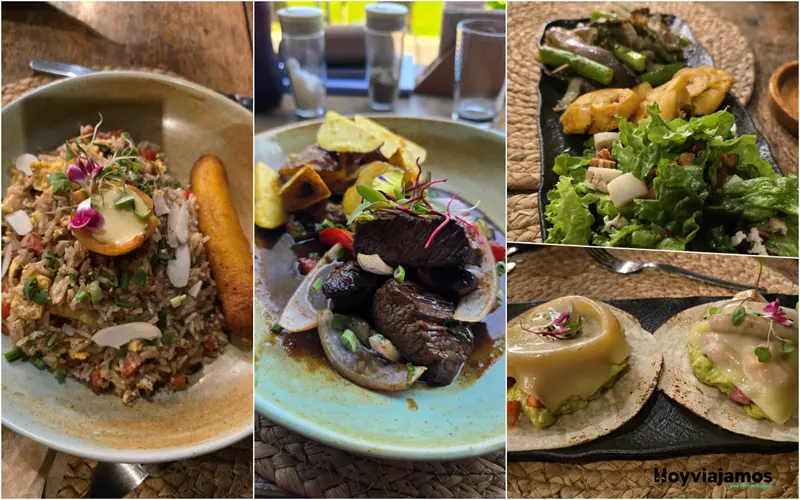 Plato de comida servido en el restaurante del hotel Enai durante nuestra estancia en Puerto Maldonado
