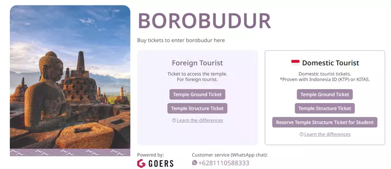 Pagina oficial Templo de Borobudur