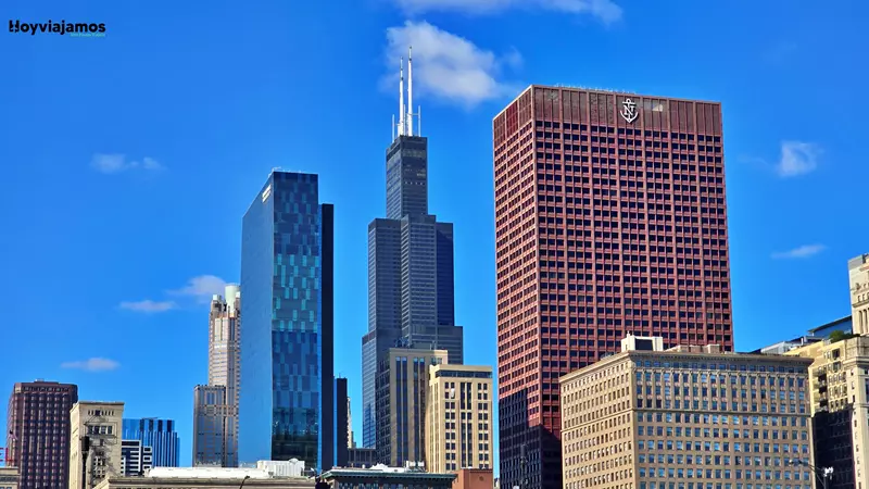 Rascacielos de diferentes estilos arquitectónicos formando el skyline de Chicago