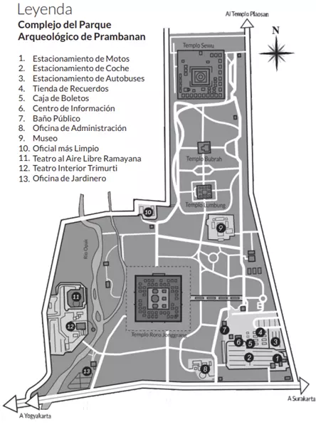 Mapa en Español Templo de Prambanan Yogyakarta