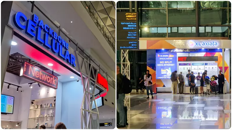 Puestos de compra de SIM física en el aeropuerto, Holafly en Indonesia